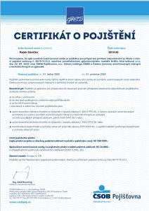 Certifikát o pojištění