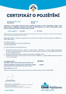Certifikát o pojištění 2025